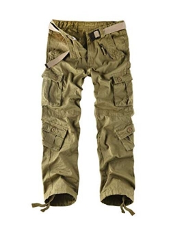 Leward Men's Wild Cotton Casual Military Army Cargo Camo Combat Work Cargo Hiking Pants with 8 Pocket