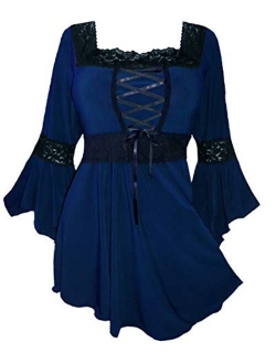 Dare to Wear Renaissance Corset Top: Victorian Gothic Boho Women's Peasant Festival Fair Cosplay Lace Blouse