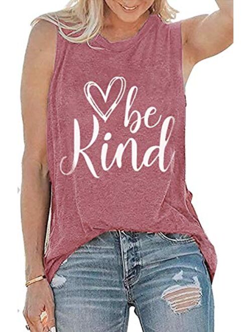 Womens Be Kind Shirt and Tank Tops Leopard Rainbow Print Graphic Tees Inspirational Teacher Tees Tops