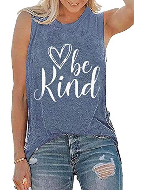 Womens Be Kind Shirt and Tank Tops Leopard Rainbow Print Graphic Tees Inspirational Teacher Tees Tops