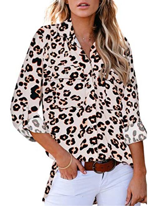 women's leopard button down shirts