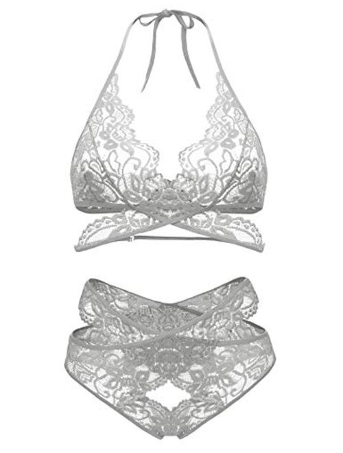 Donnalla Women Sexy Lingerie Set Two Piece Lace Bra and Panty Set Babydoll Sleepwear