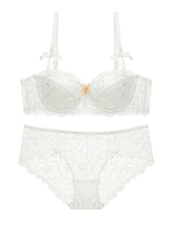 Women Push Up Lace Bra and Panty Set Underwire Lightly Lined Sexy Lingerie Set