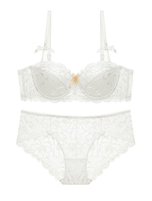 Women Push Up Lace Bra and Panty Set Underwire Lightly Lined Sexy Lingerie Set