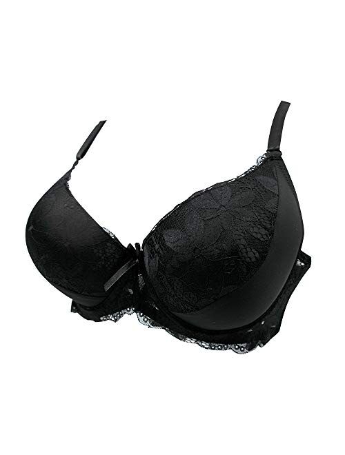 Push Up Bra and Panty Sets for Women Full-Coverage Undrewire Bra Lace Lingeries Sets Everyday Bras 34B-46DD Cup