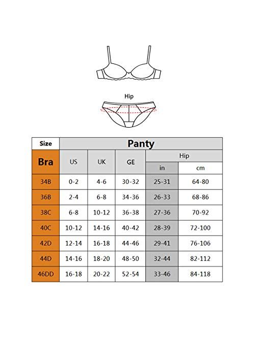 Push Up Bra and Panty Sets for Women Full-Coverage Undrewire Bra Lace Lingeries Sets Everyday Bras 34B-46DD Cup