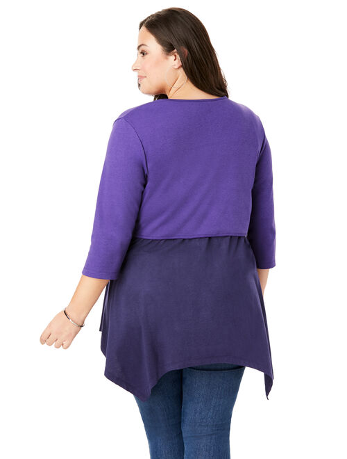 Roaman's Women's Plus Size Bolero Cardigan with Three-Quarter Sleeves