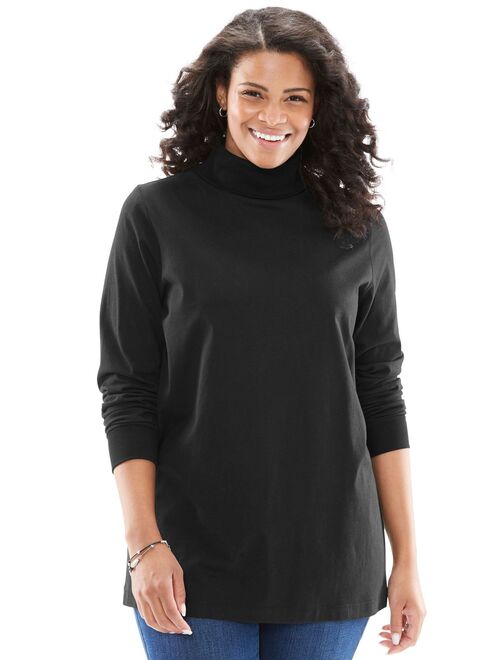 Woman Within Plus Size Perfect Long Sleeve Turtleneck