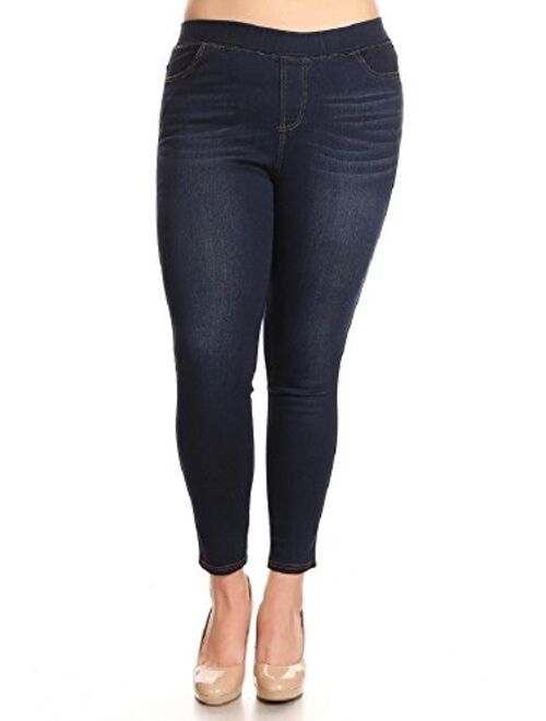 Women's Stretch Pull-On Skinny Ripped Distressed Denim Jeggings Regular-Plus Size