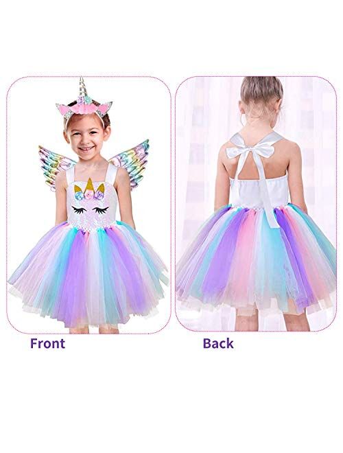 Halloween Tutu Dreams Unicorn Costumes for Girls with Headband and Wings