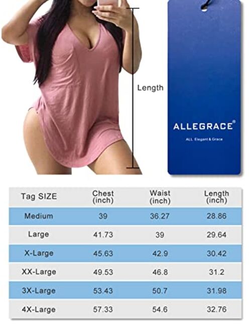 Allegrace Womens Casual Scoop Collar Plus Size T Shirts Summer Tops Tee