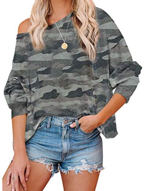 Actloe Women Tie Dye Sweatshirt Casual Top Long Sleeve Ombre Printed Shirts Color Block Pullovers