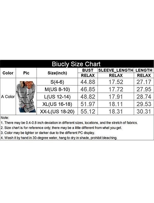 Biucly Womens Casual Crewneck Tie Dye Sweatshirt Striped Printed Loose Soft Long Sleeve Pullover Tops Shirts