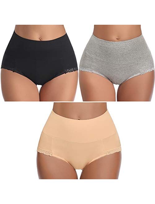 Womens Underwear,Cotton Mid Waist No Muffin Top Full Coverage Brief Ladies Panties Lingerie Undergarments for Women Multipack