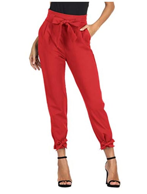 GRACE KARIN Womens Casual High Waist Pencil Pants with Bow-Knot Pockets for Work