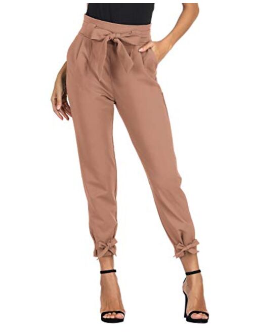 GRACE KARIN Womens Casual High Waist Pencil Pants with Bow-Knot Pockets for Work