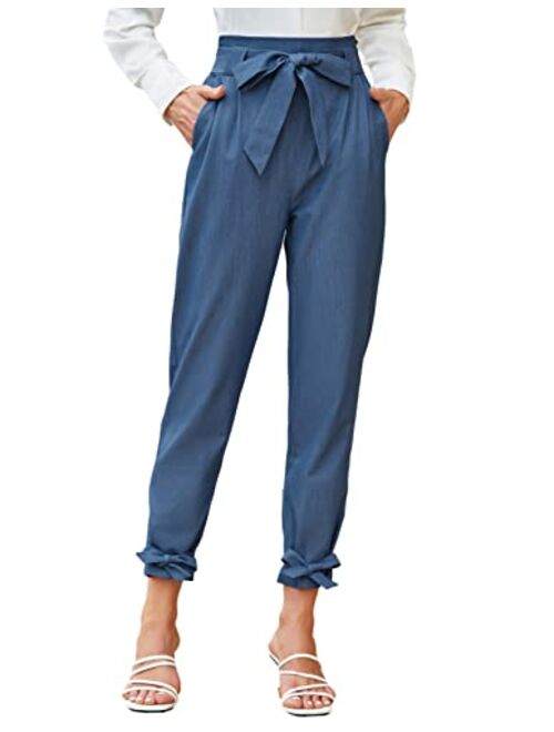 GRACE KARIN Womens Casual High Waist Pencil Pants with Bow-Knot Pockets for Work