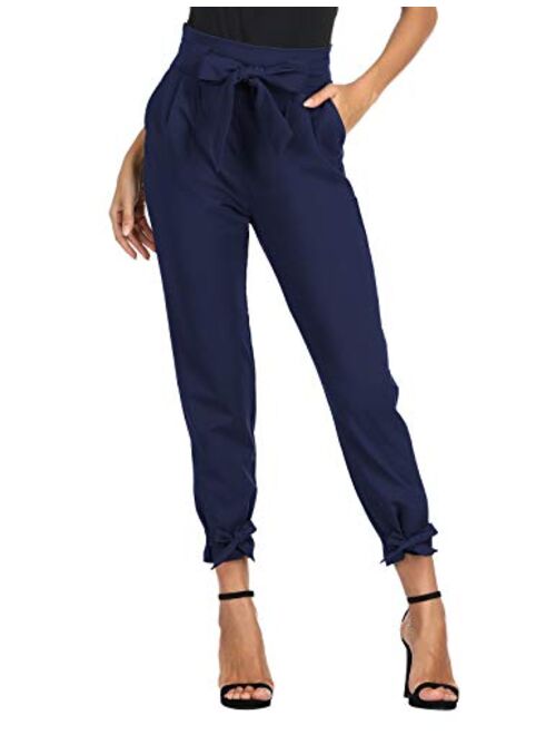 GRACE KARIN Womens Casual High Waist Pencil Pants with Bow-Knot Pockets for Work