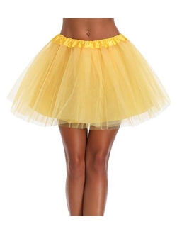 Women's, Teen, Adult Classic Elastic 3, 4, 5 Layered Tulle Tutu Skirt