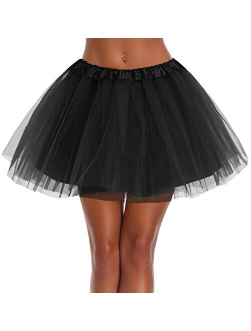 Women's, Teen, Adult Classic Elastic 3, 4, 5 Layered Tulle Tutu Skirt