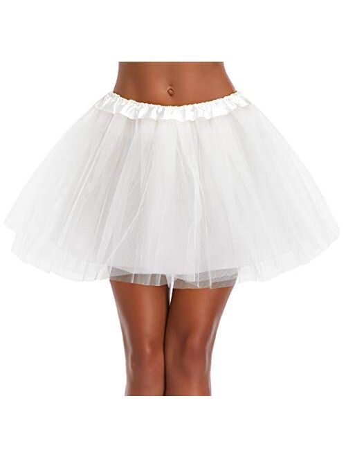 Women's, Teen, Adult Classic Elastic 3, 4, 5 Layered Tulle Tutu Skirt