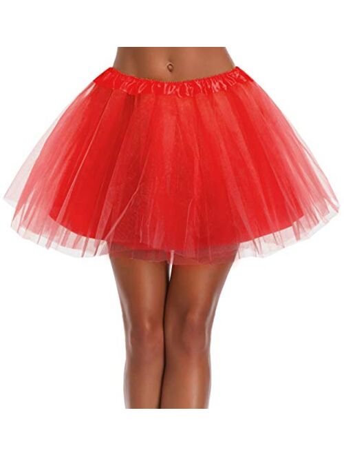 Women's, Teen, Adult Classic Elastic 3, 4, 5 Layered Tulle Tutu Skirt