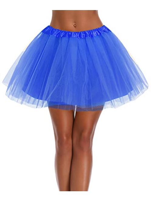 Women's, Teen, Adult Classic Elastic 3, 4, 5 Layered Tulle Tutu Skirt