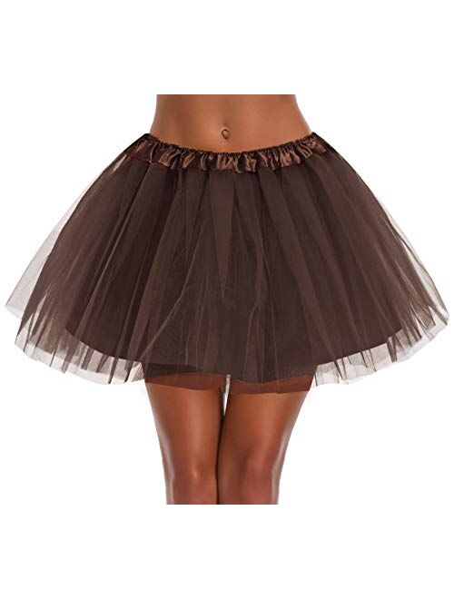 Women's, Teen, Adult Classic Elastic 3, 4, 5 Layered Tulle Tutu Skirt