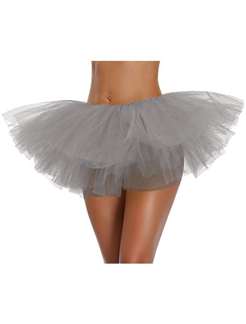 Women's, Teen, Adult Classic Elastic 3, 4, 5 Layered Tulle Tutu Skirt