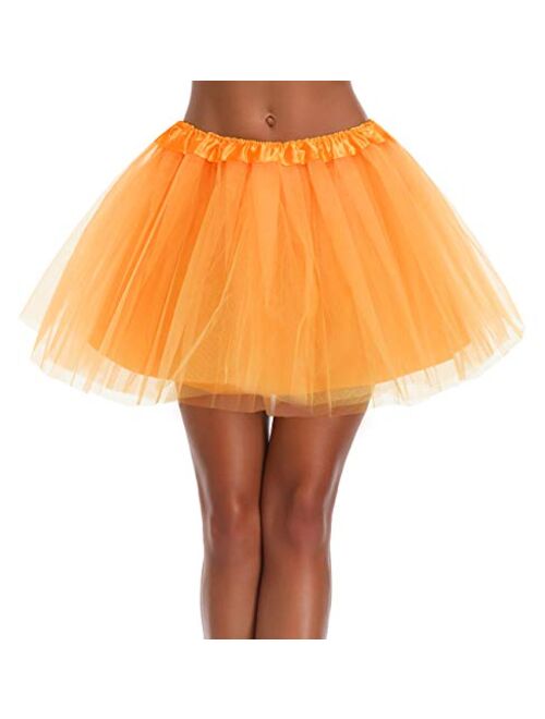 Women's, Teen, Adult Classic Elastic 3, 4, 5 Layered Tulle Tutu Skirt