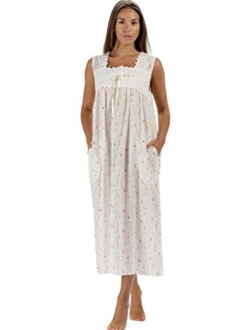 The 1 for U Nightgown 100% Cotton Womens Sleeveless Nightie + Pockets LAU/SL