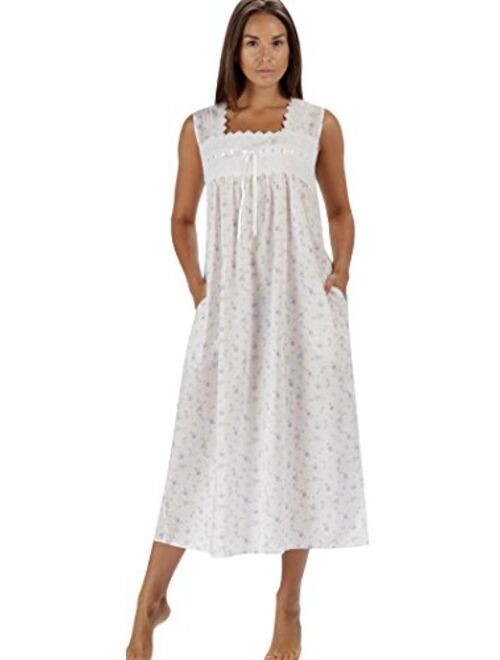 The 1 for U Nightgown 100% Cotton Womens Sleeveless Nightie + Pockets LAU/SL