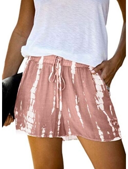 Womens Comfy Drawstring Casual Elastic Waist Pocketed Shorts