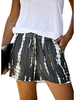 Womens Comfy Drawstring Casual Elastic Waist Pocketed Shorts