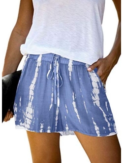 Womens Comfy Drawstring Casual Elastic Waist Pocketed Shorts