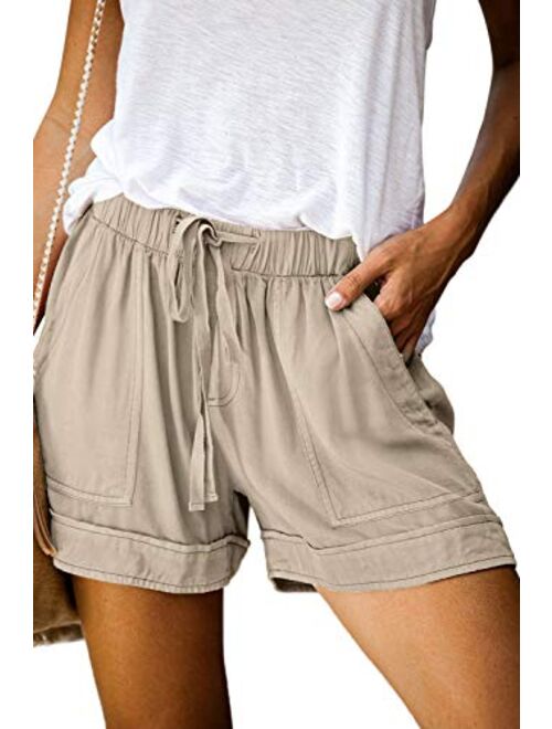 Dokotoo Womens Comfy Drawstring Casual Elastic Waist Pocketed Shorts