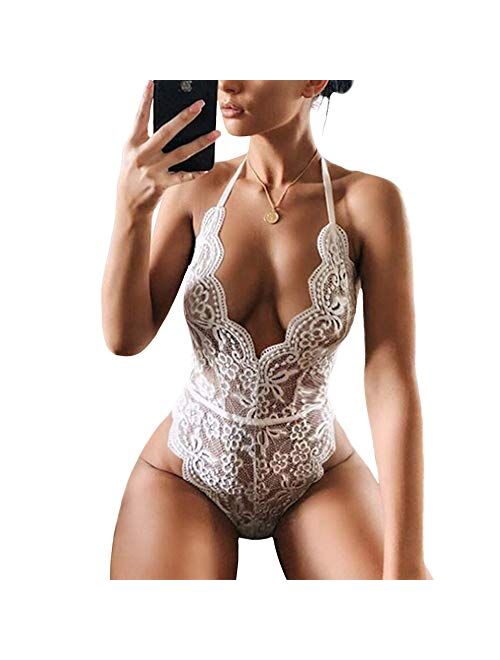 Buy Lace Bodysuit for Women Sexy Eyelash Teddy Valentine's Day Lingerie  Naughty Negligee Bodysuit online