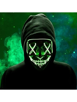 Halloween Mask LED Light Up Mask Halloween Scary Cosplay Mask for Festival Parties Costume