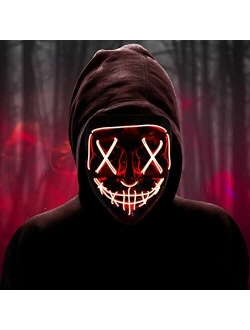 Halloween Mask LED Light Up Mask Halloween Scary Cosplay Mask for Festival Parties Costume