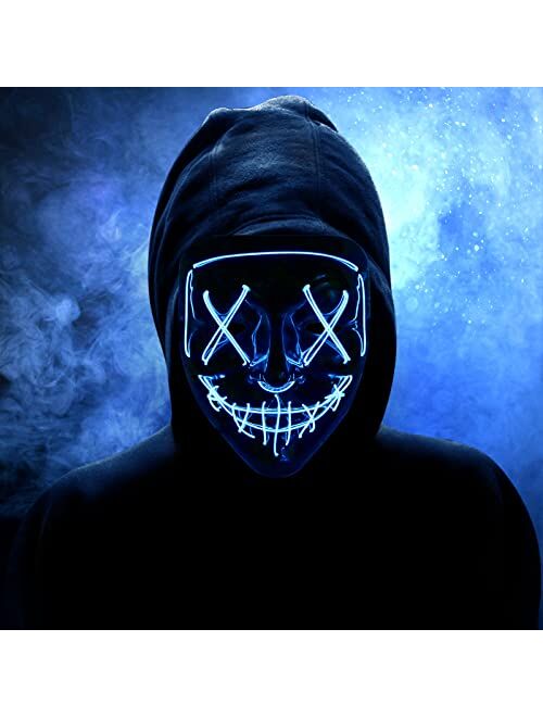 Halloween Mask LED Light Up Mask Halloween Scary Cosplay Mask for Festival Parties Costume