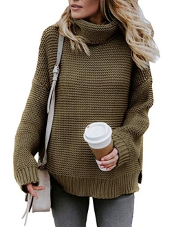 Chase Secret Womens Turtle Cowl Neck Solid Color Soft Comfy Cable Knit Pullover Sweaters S-2XL