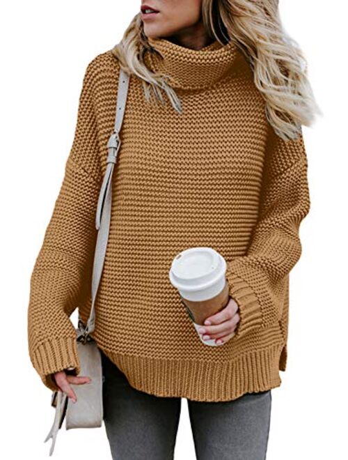 Chase Secret Womens Turtle Cowl Neck Solid Color Soft Comfy Cable Knit Pullover Sweaters S-2XL