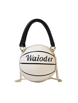 Waioder Basketball Shaped Purse for Women Girls Tote Shoulder Handbag Crossbody Bag