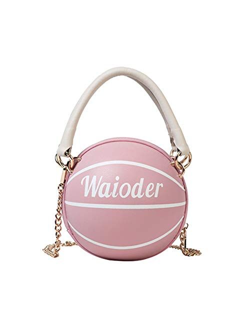 Waioder Basketball Shaped Purse for Women Girls Tote Shoulder Handbag Crossbody Bag