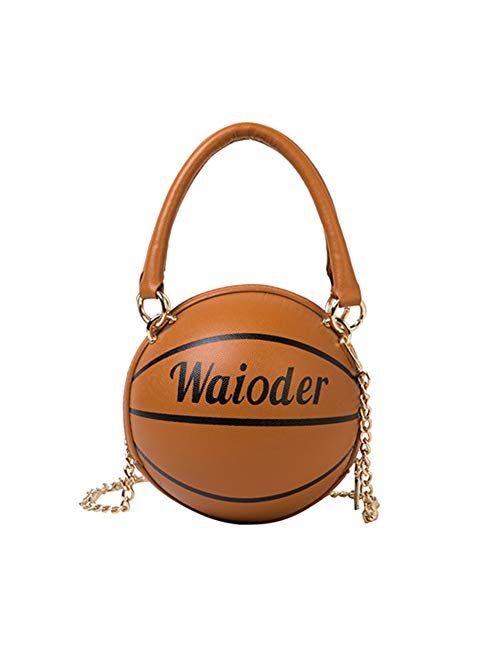 Waioder Basketball Shaped Purse for Women Girls Tote Shoulder Handbag Crossbody Bag