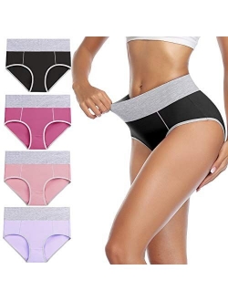 wirarpa Women's Cotton Underwear High Waist Stretch Briefs Soft Underpants Breathable Ladies Panties Multipack