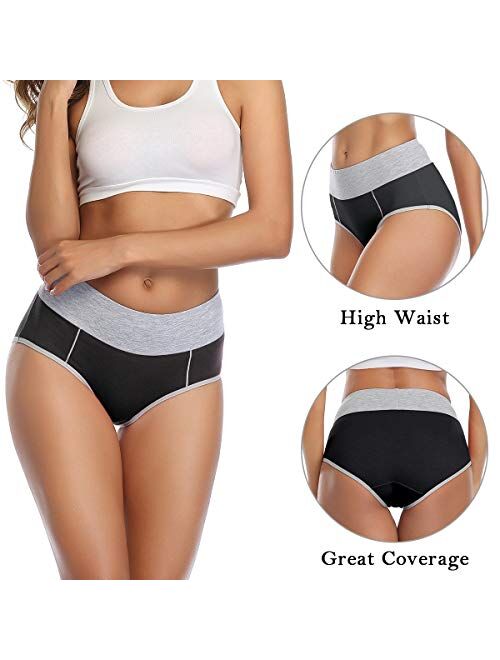 wirarpa Women's Cotton Underwear High Waist Stretch Briefs Soft Underpants Breathable Ladies Panties Multipack