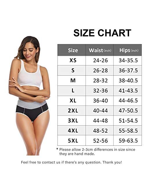 wirarpa Women's Cotton Underwear High Waist Stretch Briefs Soft Underpants Breathable Ladies Panties Multipack