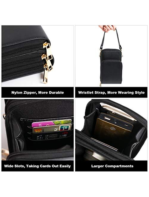 BORIVILLA2020 Updated VersionCrossbody Cellphone Purse Women Touch Screen Bag RFID Blocking Wallet Handbag Shoulder Strap