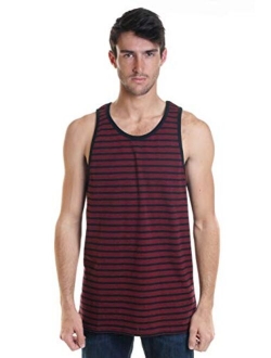 YAGO Men's Striped Scoop Neck Tank Top YG5213